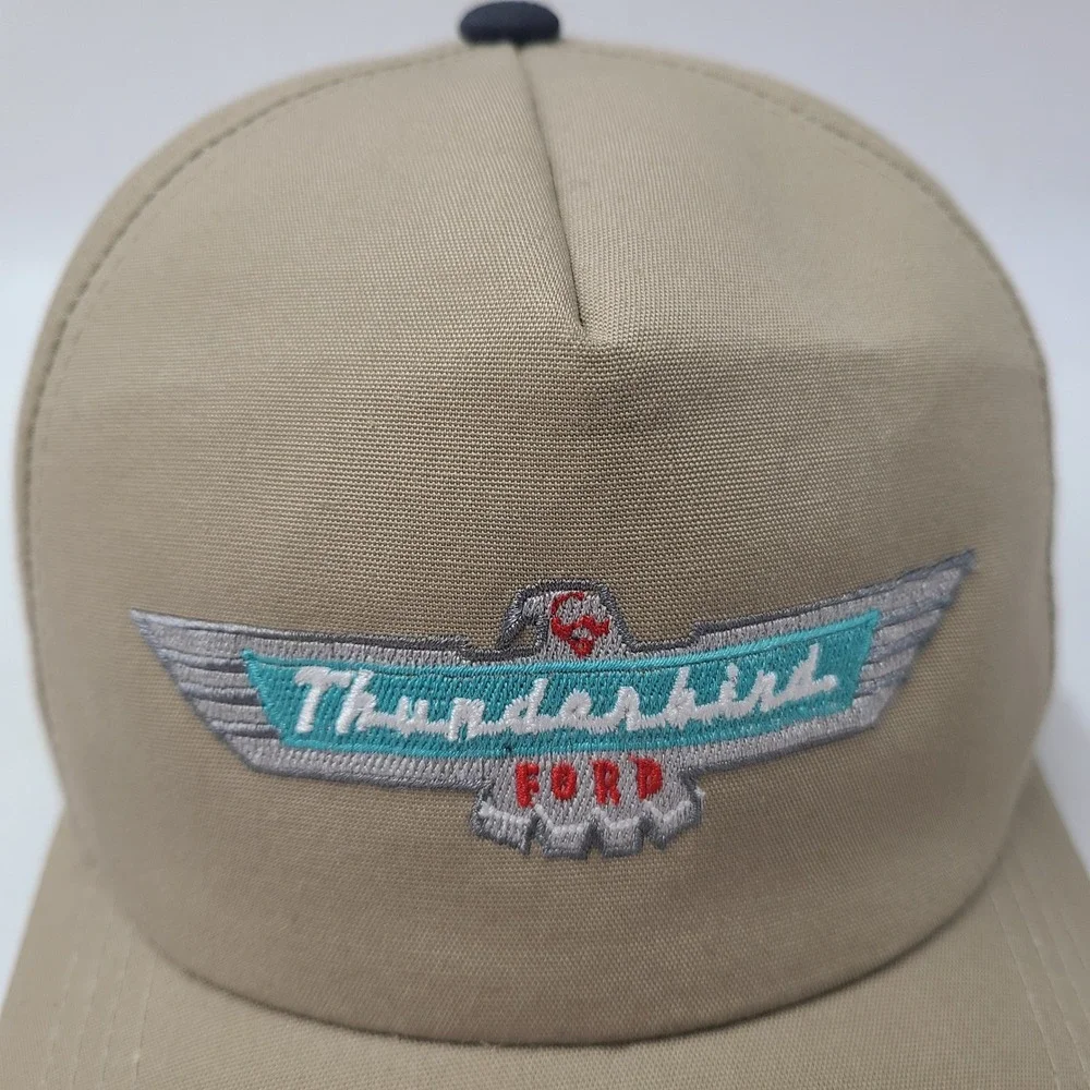 Vintage Ford Thunderbird Hat Snapback Yupoong Beige Blue Red Logo Casual Men